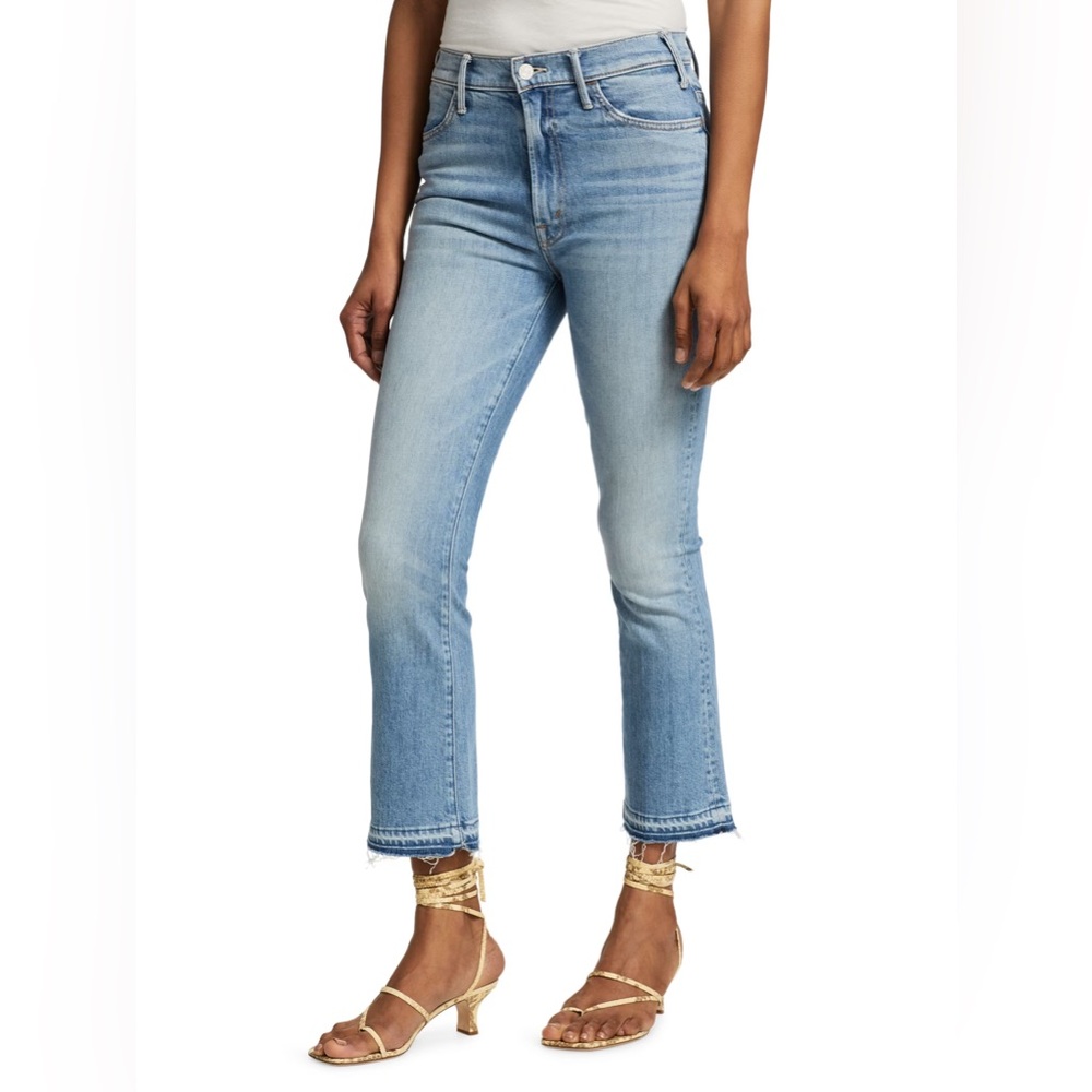 MOTHER Hustler Undone Hem Light Blue Ankle Jeans